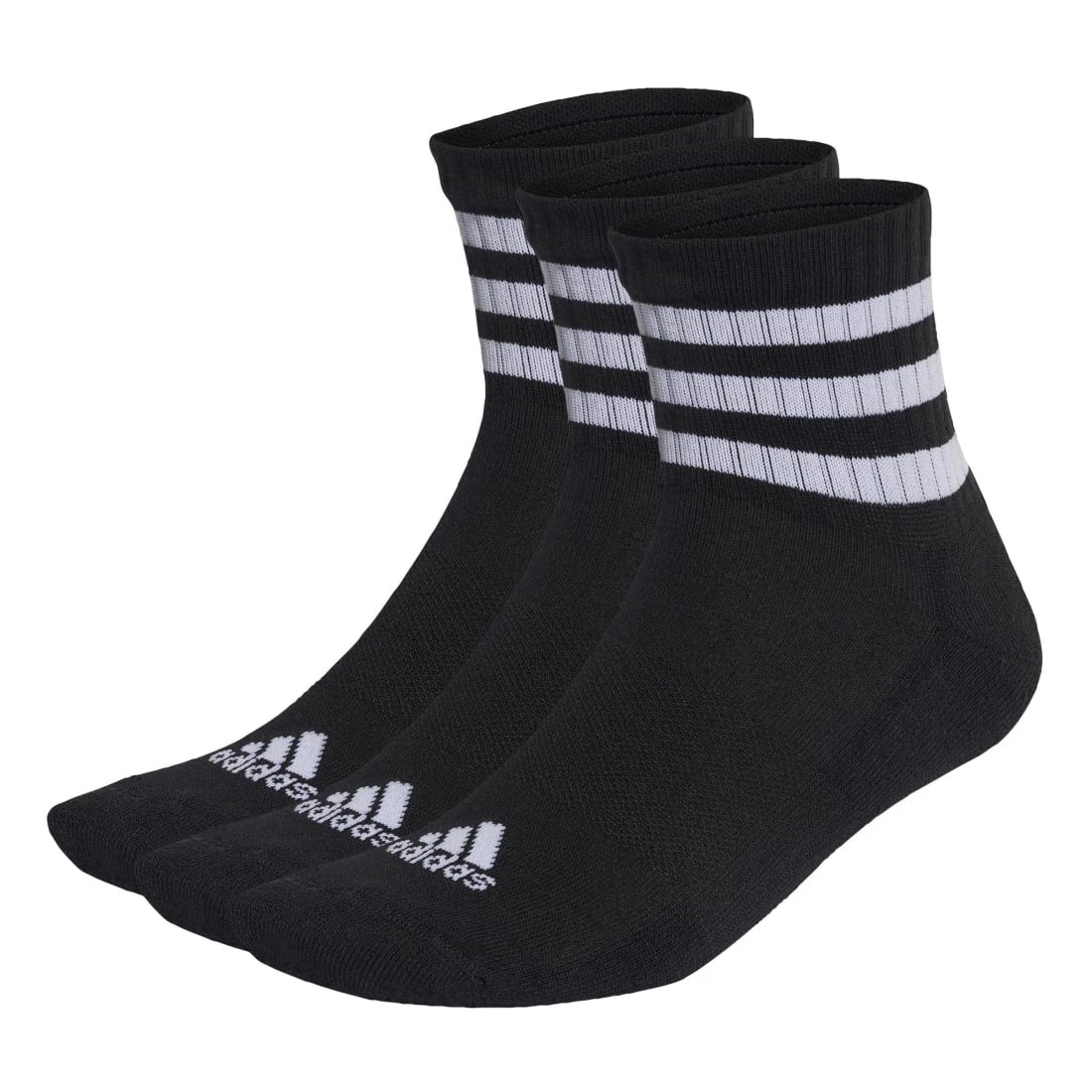 ADIDAS 3-Stripes Cushioned Sportswear Mid-Cut Socks 3 Pairs Black IC1317