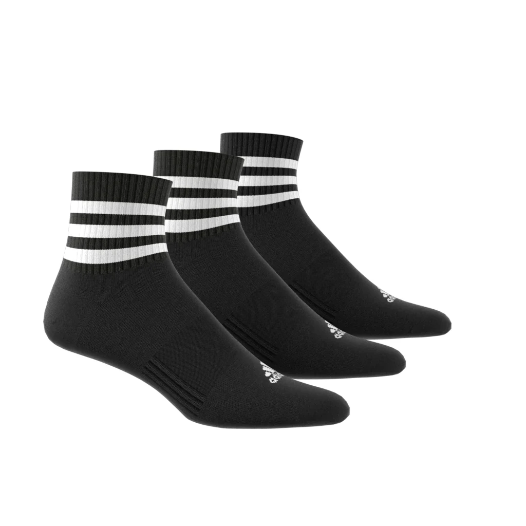 ADIDAS 3-Stripes Cushioned Sportswear Mid-Cut Socks 3 Pairs Black IC1317 - Image 4