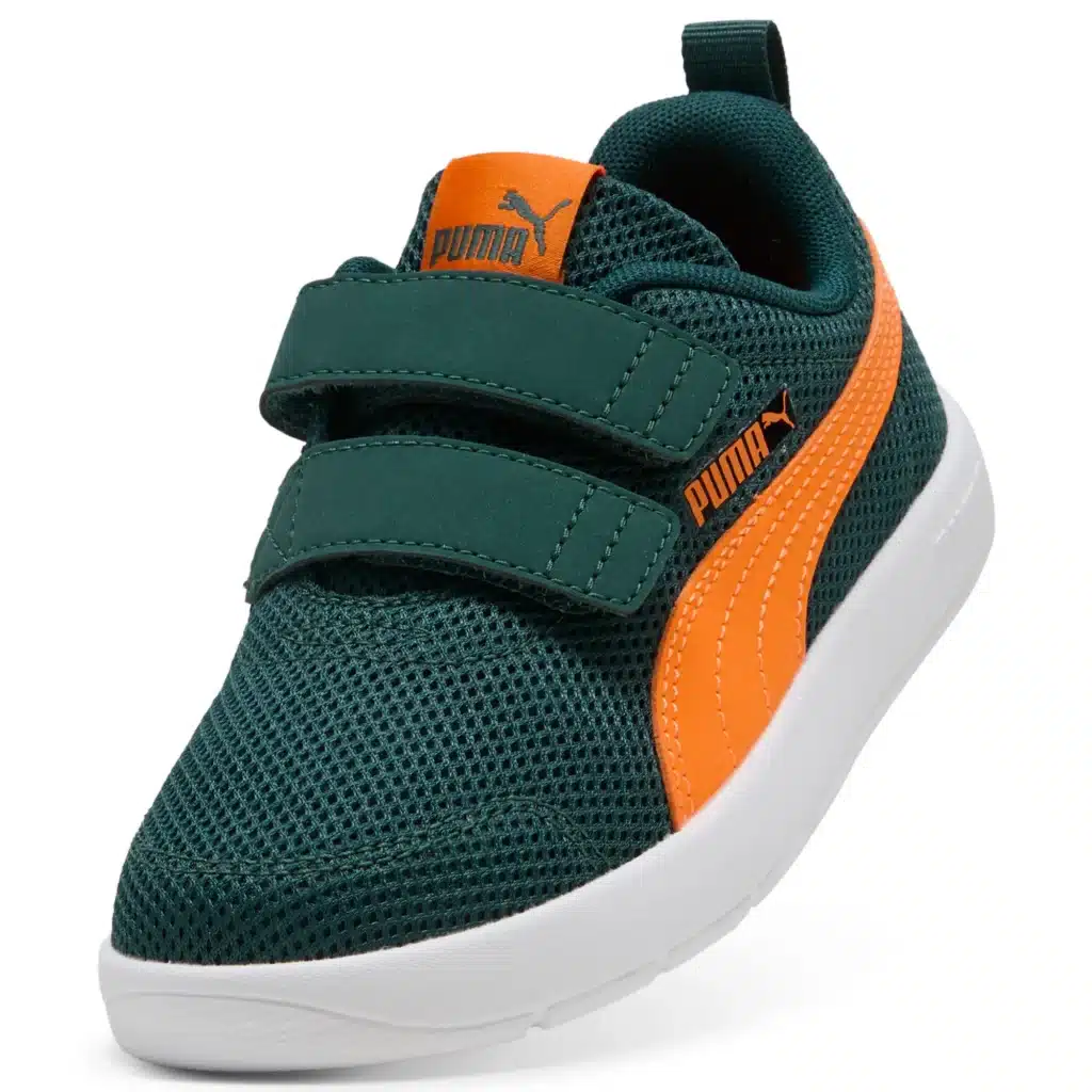 PUMA Courtflex V3 Mesh Pre-School Kids Shoes Green 398085 09 - Image 4