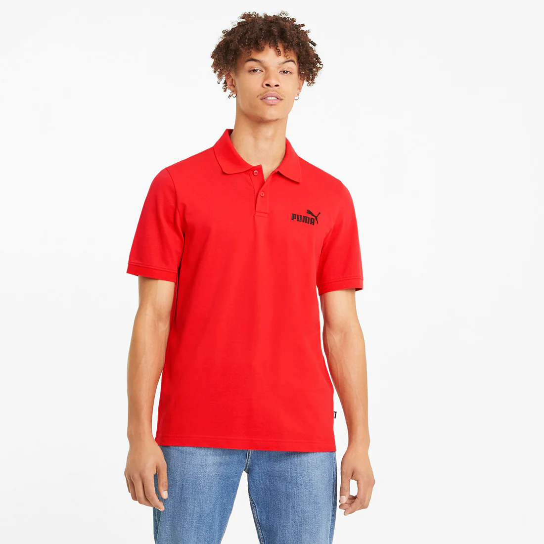 PUMA Essential Men'S Pique Polo RED - Image 4