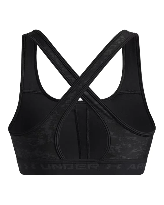 UNDER ARMOUR Medium Support Women's Crossback Mid Printed Sports Bra Black 1361042-013 - Image 2